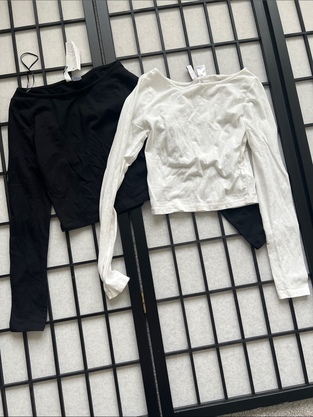 Women’s Long-Sleeve Crop Top - Black and White